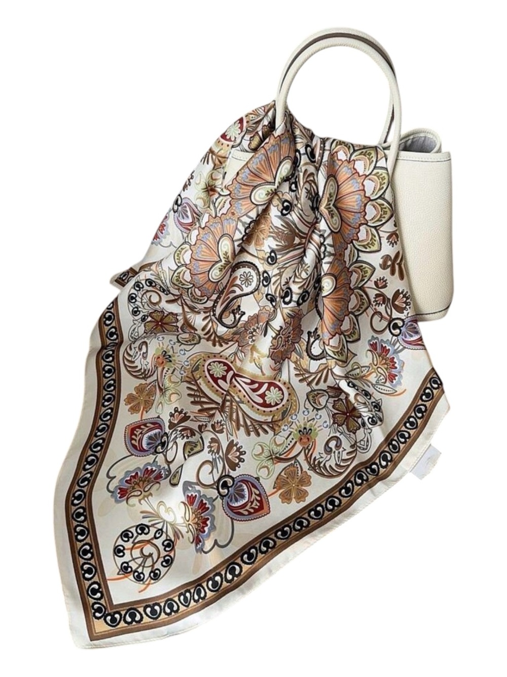 Cream Silky Satin Scarf